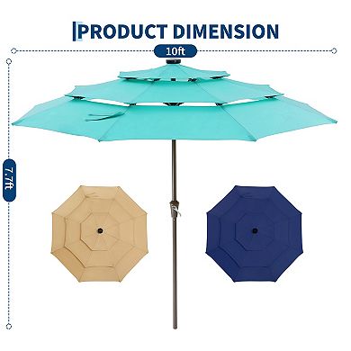 Versatile 9FT 3-Tier Solar Patio Umbrella