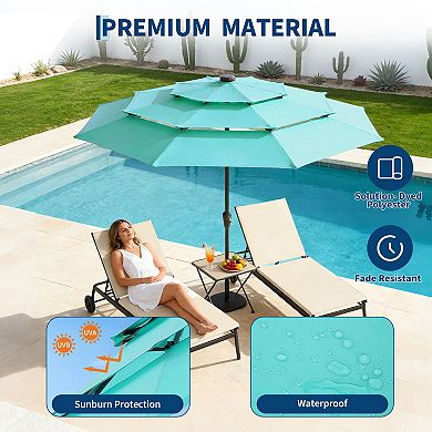 Versatile 9FT 3-Tier Solar Patio Umbrella