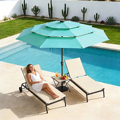 Versatile 9FT 3-Tier Solar Patio Umbrella