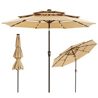 Versatile 9FT 3 tier Solar Patio Umbrella