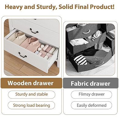 Modern Wood Dresser with 5 Drawers Storage Chest Cabinet for Home