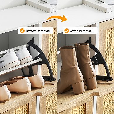 Freestanding Shoe Cabinet with Flip Doors Adjustable Shelves Storage Unit