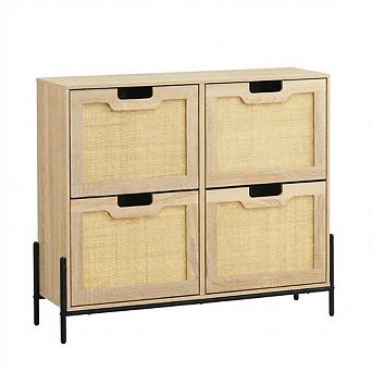 Freestanding Shoe Cabinet with Flip Doors Adjustable Shelves Storage Unit
