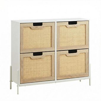 Freestanding Shoe Cabinet with Flip Doors Adjustable Shelves Storage Unit