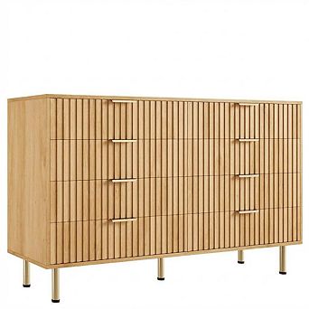Modern Wood Dresser with Eight Drawers Storage Cabinet for Bedroom Living Room