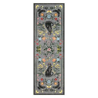 Vintage Cute Cat Machine Washable Rug with Rubber Backing Stain Resistant Non-Slip Carpet