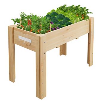 Raised Garden Bed with Legs & Hooks , Elevated Wooden Planter Box Stand ,Ideal for Flowers