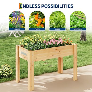 Raised Garden Bed with Legs & Hooks , Elevated Wooden Planter Box Stand ,Ideal for Flowers