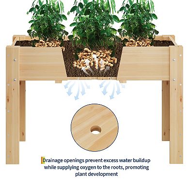 Raised Garden Bed with Legs & Hooks , Elevated Wooden Planter Box Stand ,Ideal for Flowers