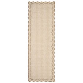 Floral Scalloped Non Slip Washable Area Rug Low Pile Ultra Thin Solid Home Decor Carpet