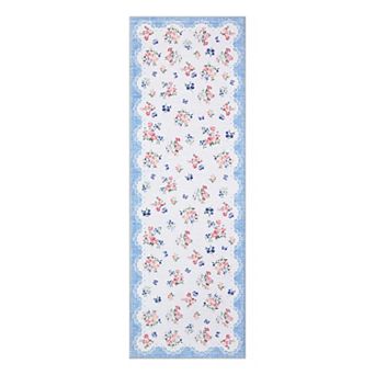 Floral Machine Washable Rug with Rubber Backing Foldable Printed Non Slip Soft Easy Care Carpet