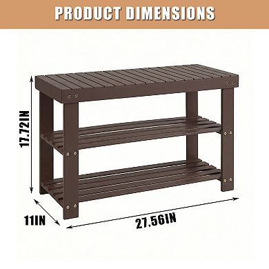 3-Tier Shoe Rack Bench with Storage, Entryway Organizer with Seat, Space-Saving Design