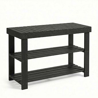 3 tier Shoe Rack Bench with Storage, Entryway Organizer with Seat, Space-Saving Design
