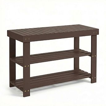 3 tier Shoe Rack Bench with Storage, Entryway Organizer with Seat, Space-Saving Design