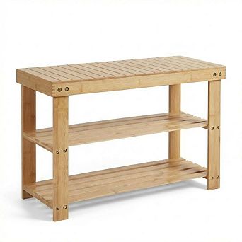 3 tier Shoe Rack Bench with Storage, Entryway Organizer with Seat, Space-Saving Design