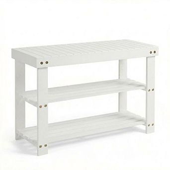 3 tier Shoe Rack Bench with Storage, Entryway Organizer with Seat, Space-Saving Design