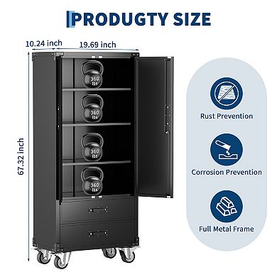 Heavy Duty Rolling Metal Garage Storage Cabinet Steel Tool Organizer with Locking Doors, Drawers