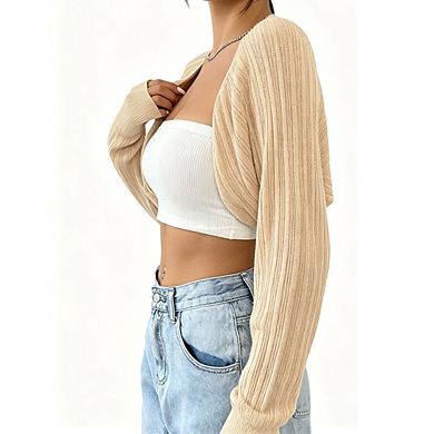 Women's Long Sleeve Knit Shrug Open Front Cropped Bolero Cardigan
