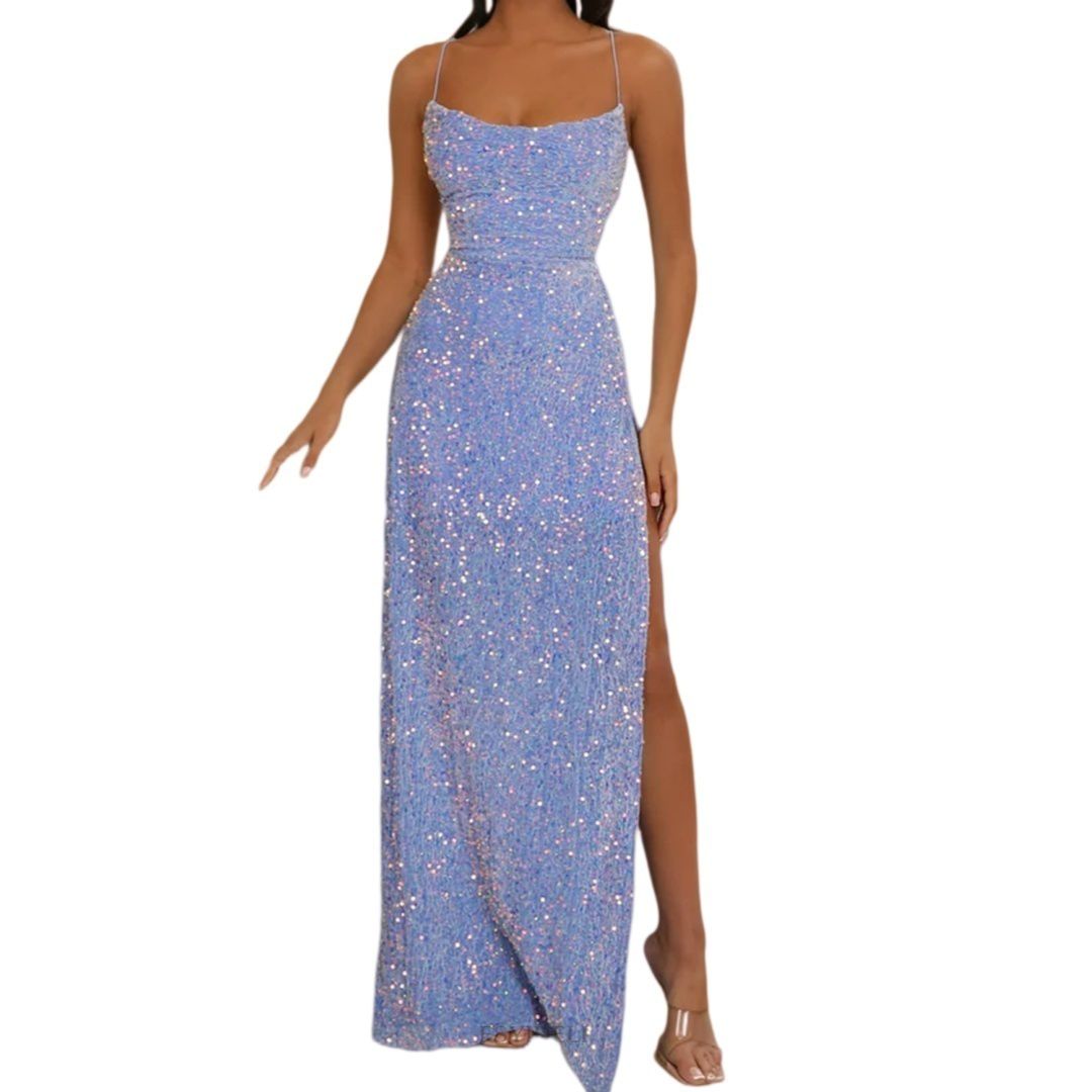 Женские платья Strapless Sequin Mermaid Prom Dress with Side Slit