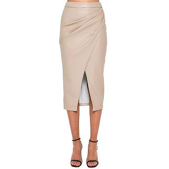 Women's Faux Leather Midi Skirt
