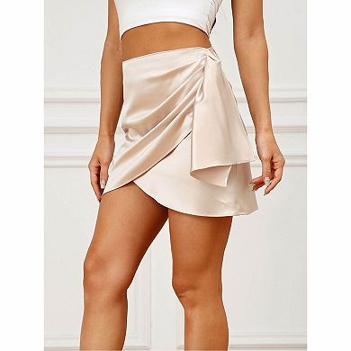 Women's Satin Wrap Mini Skirt