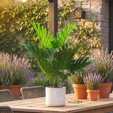 Philodendron Fake Plants Set: Decorative Faux Potted Greenery with Realistic Leaves