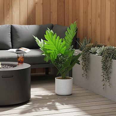 Philodendron Fake Plants Set: Decorative Faux Potted Greenery with Realistic Leaves