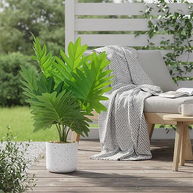Philodendron Fake Plants Set: Decorative Faux Potted Greenery with Realistic Leaves