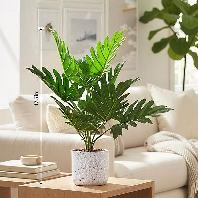 Philodendron Fake Plants Set: Decorative Faux Potted Greenery with Realistic Leaves