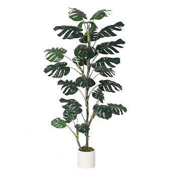 6 ft Artificial Monstera Deliciosa Plant,UV Resistant Bendable Stems,Resistant Potted Faux Plant