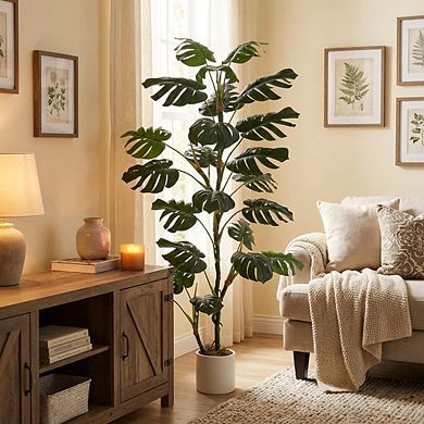 6 ft Artificial Monstera Deliciosa Plant,UV Resistant Bendable Stems,Resistant Potted Faux Plant
