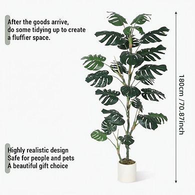 6 ft Artificial Monstera Deliciosa Plant,UV Resistant Bendable Stems,Resistant Potted Faux Plant