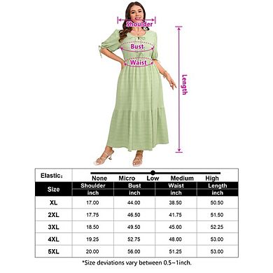 Plus Size for Women Summer Dresses Casual Drawstring Short Sleeve Smocked Tiered Boho Maxi Dress