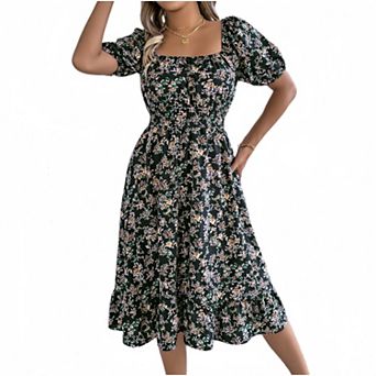 Women Off Shoulder Ruffle Dress A-Line Mini Dress Fitted Bust Summer Wedding Guest Dress