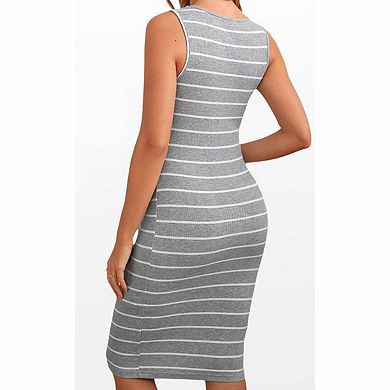 Women's Maternity Ribbed Striped Dress