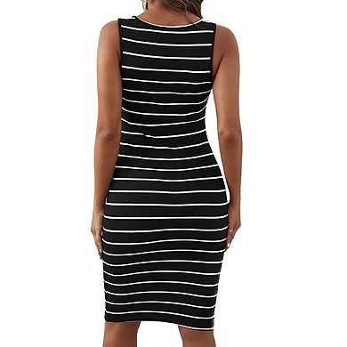 Women's Maternity Ribbed Striped Dress