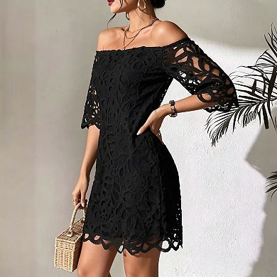 Women's Off Shoulder Lace Mini Dress