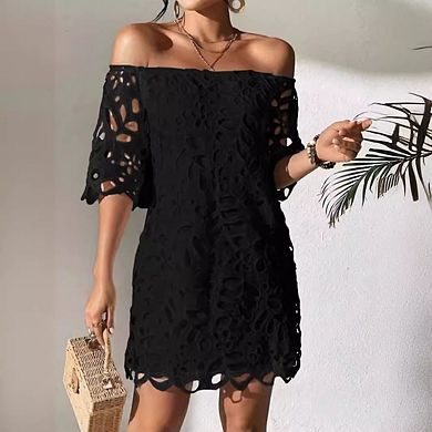 Women's Off Shoulder Lace Mini Dress