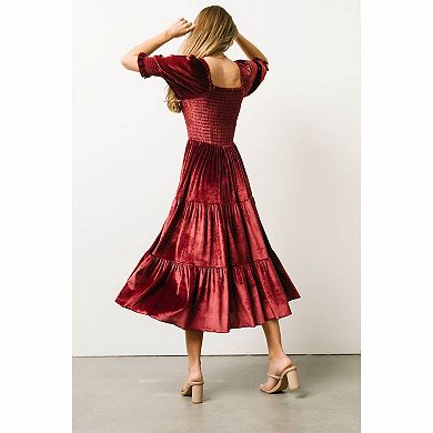 Women's Velvet Tiered Midi Dress