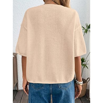 Women's Casual Long Sleeve Soft Knit Sweaters Relaxed Fit Pullover Tops