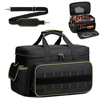 Tool Bag for Men, 17-Inch Durable Oxford Tool Tote with Padded Handle & Adjustable Shoulder Strap