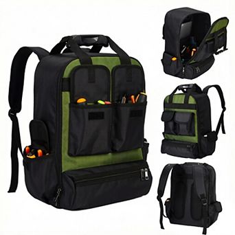 Durable Fabric Tool Backpack for Mechanics and Technicians, Work Tool Bag for Electricians