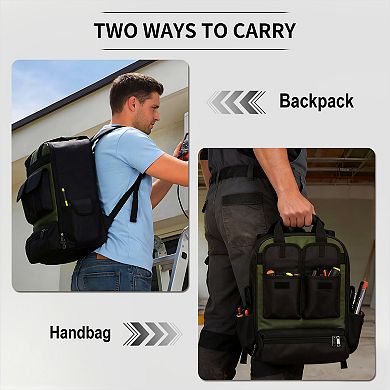 Durable Fabric Tool Backpack for Mechanics and Technicians, Work Tool Bag for Electricians