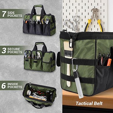 Durable Heavy Duty Tool Bag Fabric Portable Organizer for Men Electricians Mechanics Work Backpack