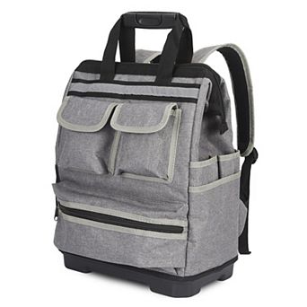 Oxford Cloth Tool Bag with Plastic Bottom, Portable Multi-Pocket Work Tool Organizer and Carrier