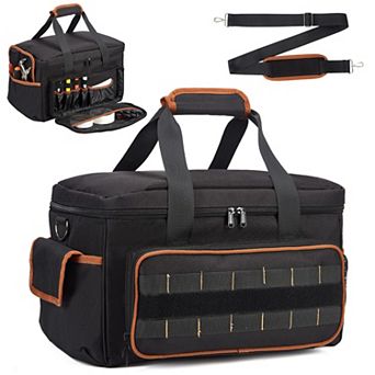 Heavy Duty Tool Bag for Men Women, Oxford Fabric Tool Tote with Multiple Pockets, Wide Mouth Opening