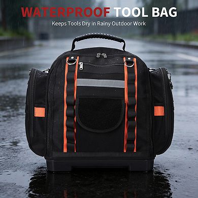 Tool Bag 2-Layer Polyester Tote with Removable Cases, Sturdy Rubber Base