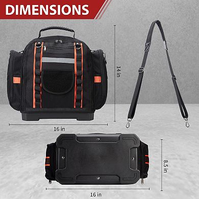 Tool Bag 2-Layer Polyester Tote with Removable Cases, Sturdy Rubber Base