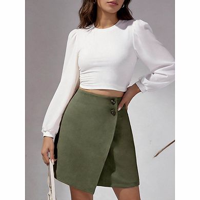 Women's Faux Suede Wrap Mini Skirt