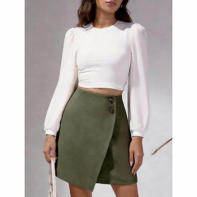 Women's Faux Suede Wrap Mini Skirt